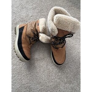 Alpine Design Tan Sherpa Lined Lace Up Leather Boots Size US 8